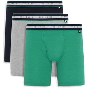 Ted Baker Heren boxershorts, katoen, 3-pack, (TBB01), Marineblauw/Wit/Groen, S