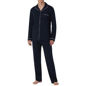 Schiesser Heren pyjama lange pyjamaset, donkerblauw, 48