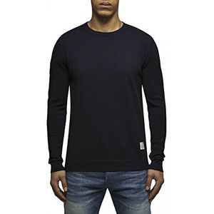 JACK & JONES Heren sweatshirt Empire Knit Crewneck Teaser, blauw (Black Navy Black Navy), S
