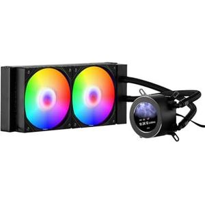 VEVOR Waterkoeler voor AIO-processor, vloeibare pc-koeler met 2 ventilatoren, 120 mm PWN-pomp, 2,1 inch LCD-display, ARGB-licht, compatibel met Intel 115X/1366/2011/1700/1200, AMD AM4/AM5