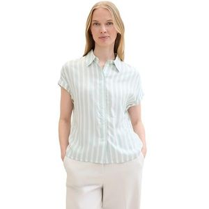 TOM TAILOR Damesblouse, 35350 - Mint Blue Offwhite Stripe, 36