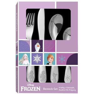 p:os 35805 - Frozen the Ice Queen bestekset voor meisjes, 4-delig kinderbestek van roestvrij staal, met mes, vork, soeplepel en dessertlepel