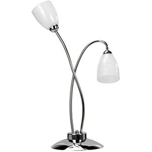 ONLI Tafellamp van metaal chroom glanzend en lampenkappen van glas wit modern 2 luci Bianco