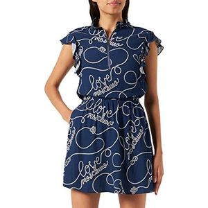 Love Moschino Dames jurk met cinched taille, blauw, 38, blauw, 38