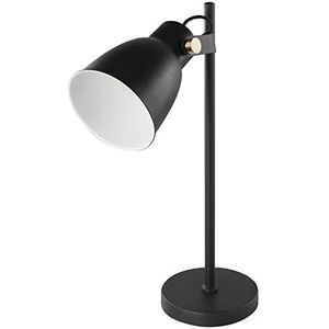 EMOS Design bureaulamp JULIAN van metaal, vintage tafellamp met E27-fitting, bedlampje met voeding, leeslamp met verstelbare lampenkap en 150 cm kabel, zwart, zonder lamp