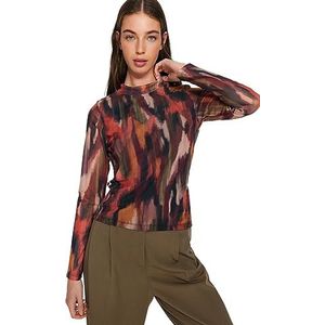 Trendyol Damesblouse met stippen, lange mouwen, slank, Multi Color, S