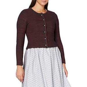 BERWIN & WOLFF TRACHT FOLKLORE LANDHAUS Gebreid damesjack, Donkerrood met antraciet., 44 NL