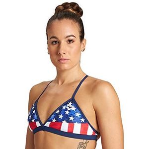 ARENA Women's Print Sport Bikini Tie Back MaxLife Swimsuit Bathing Suit Top and Bottom for Swimming, Stars & Stripes - Top, 30