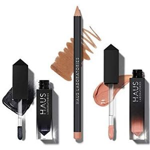 HAUS LABORATORIES By Lady Gaga: HAUS OF COLLECTIONS | Make-upset met tas, vloeibare oogschaduw, lipliner-pen en lipgloss in 9 sets, veganistisch en dierproefvrij, 3-delige voordeelset