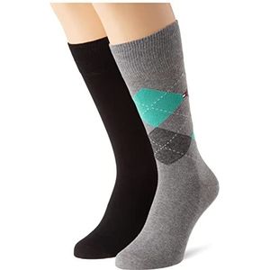 Tommy Hilfiger Heren geruite klassieke sok, Grijs, 43-45 EU