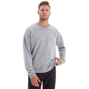 Trendyol Heren ronde hals effen oversized sweatshirt, grijs, S, Grijs, S