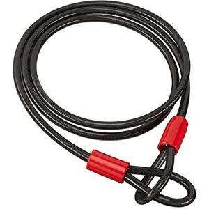 Relaxdays stalen kabel met lussen, 2 m, voor fiets en bagage, kunststof omhulsel, lang fietsslot, diameter 10 mm, zwart