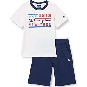 Champion Legacy Graphic Shop S/S T-shirt & lange shorts (wit/marineblauw), 3-4 jaar kinderen en jongens