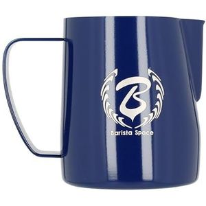 Barista Space Gepolijst Silver Milk Jug, optimaal voor latte art, met nauwkeurige schenktuit, licht en handig, aanbevolen door wereldkampioenen, zilverblauw, 350 ml