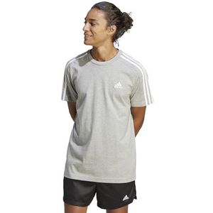 Adidas, Essentials Single Jersey 3-Stripes, T-shirt, middengrijs, gemêleerd/wit, XL, heren
