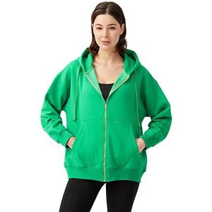 LOS OJOS Hoodie dames - capuchontrui met ritssluiting - lange mouwen sweatshirts in oversized - sweatjack dames, groen, XL/XXL