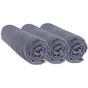 3 hoeslakens jersey katoen - 60 x 120 - grijs