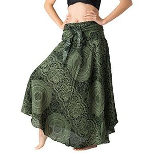 Long Skirts for Women Maxi Boho Skirt Hippie Clothes Bohemian Print (Blossom Green, One Size)