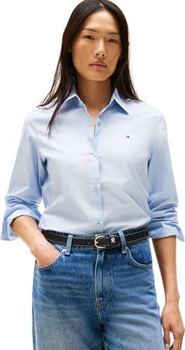 TOMMY HILFIGER - Hemd - Blauw - Katoen - Lange Mouwen