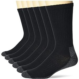 Hanes Heren Big And Tall Work Crew Socks X-Temp Lichtgewicht Liner Sokken, 6 Paar Pack, zwart, 'Shoe Size: 12-14
