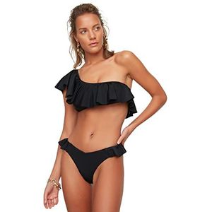TRENDYOL Bikinibroekje voor dames, hoge taille, slip, badmode, zwart, 36