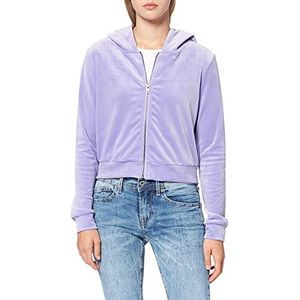 Urban Classics Dames Dames Short Velvet Zip Hoody Hoodie, lavendel, XL