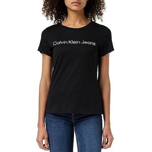 Calvin Klein Jeans Dames Core Instit Logo Slim Fit Tee S/S T-shirts, zwart., XXL