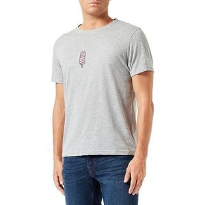 Bona Basics, Digitaal bedrukt basic T-shirt voor heren,% 70% katoen, 30% polyester, grijs, casual, herenbovenstuk, maat: M, grijs, M