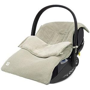 Jollein Voetenzak Basic Knit Olive Green - Voor Baby Autostoeltje Groep 0+ en Kinderwagen - Voor 3-Punts en 5-Punts Gordel - Gebreid patroon en fleece voering - Olijfgroen