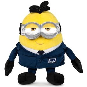 Famosa Softies 760024513 New Minions pluche figuur uit de film Depicable Me 4, Minion-speelgoed met glanzende stof en zachte vulling, voor kinderen vanaf 0 jaar