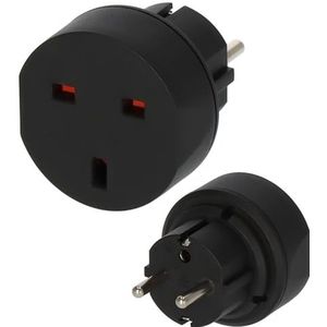 Brennenstuhl reisstekker / reisadapter (reisstekkeradapter voor het aansluiten van elektrische apparaten met British Standard-stekkersysteem in landen met randaarde-stekkersysteem) zwart