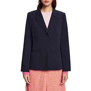 ESPRIT Collection Eenrijige keperbinding blazer, Donkerblauw, 34