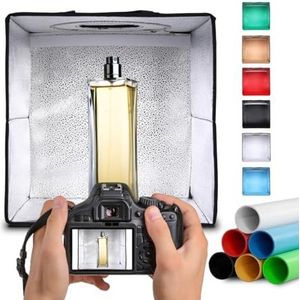 PULUZ Lichtbak Fotografie, 12''/30cm Draagbare Fotostudio Lightbox Kleine Schieten Tent Booth Kit met 120 LED Verlichting Dimbaar & Reflector Board & 6 PVC Achtergronden