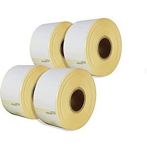 LEYF Etiketten voor Dymo Labelwriter 4 x 99010 -S0722370- 89 x 28 mm - 4 rollen etiketten x 130 stuks per rol = 520 etiket, zelfklevend, adreseetiketten, compatibel met Dymo & Seiko labelprinters