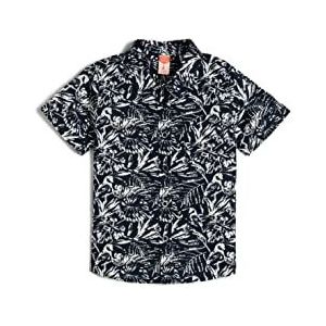 Koton Babyboy shirt met korte mouwen, zakdetails, katoen, bloemenprint, Blue Design (6D1), 9-12 Maanden