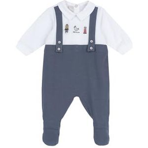 Chicco Katoenen romper met voet voor jongens 0-24, donkerblauw, 12 maanden, donkerblauw, 12 Maanden