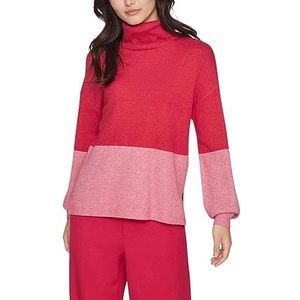 Vila Dames Viril Blocking Roll-nk L/S Knit Top-Noos gebreide trui, Love Potion/Detail: Love Potion Light Melange Rib, L