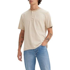 Levi's Heren korte mouwen button henley hemd, Shore Stripe Safari, M