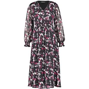 Taifun Dames 280012-11237 jurk stof, zwart patroon, 36