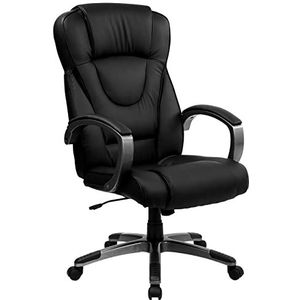 Flash Furniture Hoge rug lederen Executive Swivel stoel met armen, metaal, zwart, 83,82 x 66,04 x 35,56 cm