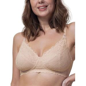 Dorina Damesbralette, borstvoedingsbralette, draadloos, Valeria, beige zwart, beige, 85F