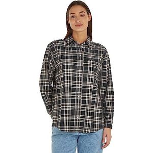 Tommy Jeans Geweven tops voor dames, Zwart (zwart ruit), M