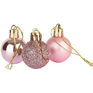 30 mm/12 stuks kerstballen onbreekbaar lichtroze, kerstboomdecoraties, balornamenten, ballen, hangende kerstdecoraties, vakantiedecoratie - glanzend, mat, glitter