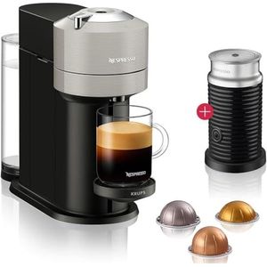 Nespresso Krups Vertuo Nest koffiezetapparaat, koffiecapsulemachine + Aeroccino 3 melkopschuimers, automatische uitschakeling, korte opwarmtijd, zes kopjesmaten, eenvoudige bereiding, ruimtebesparend