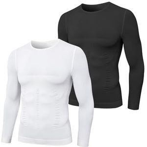 MEETYOO T-shirt voor heren, Zwart+Wit, XL