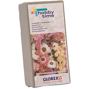 GLOREX 6 3804 720 - Steekschuim voor droogbloemen, stopmassa voor bloemstukken en decoraties, ca. 23 x 11 x 7,5 cm groot, grijs