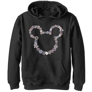 Disney Mickey Flowers Hoodie voor jongens, Zwart, S