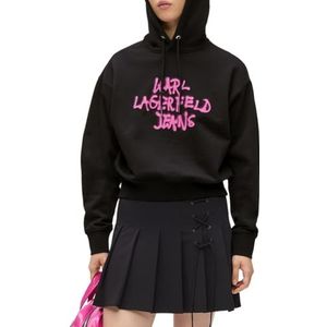 KARL LAGERFELD JEANS, Women's, Regular Graffiti Hoody, Regular Fit, Black, XS, zwart, XS