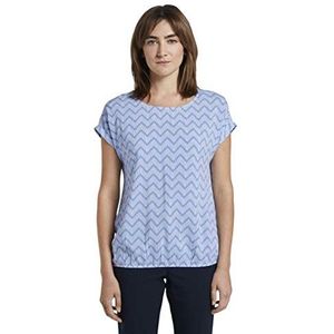 TOM TAILOR Damesblouse met alloverprint, 21300 - Blue Zick Zack Design, 36