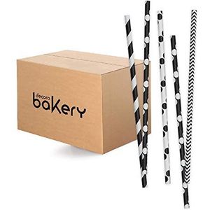 Decora Bakery CF 480 rietjes van papier Bio-Black & White-Linea Bakery KB2B1